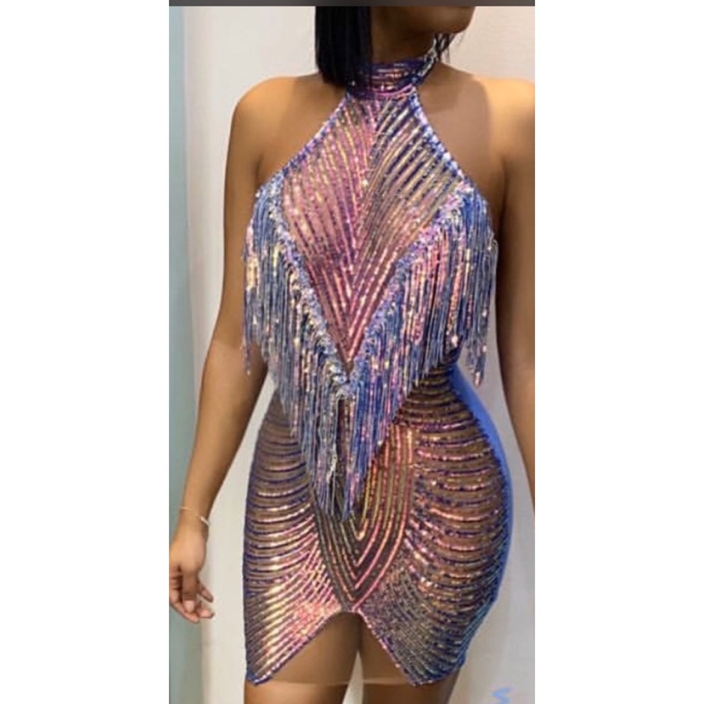 Lavender with sequin and fringe Birthday dress